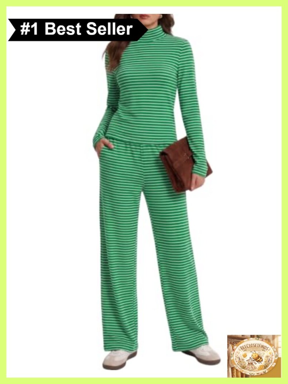 Women Two Piece Lounge Set Mock Neck Wide Leg Pants Soft Stretchy